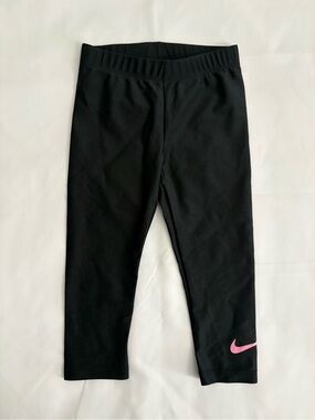 Nike Kids Black Leggings with Pink Swoosh
